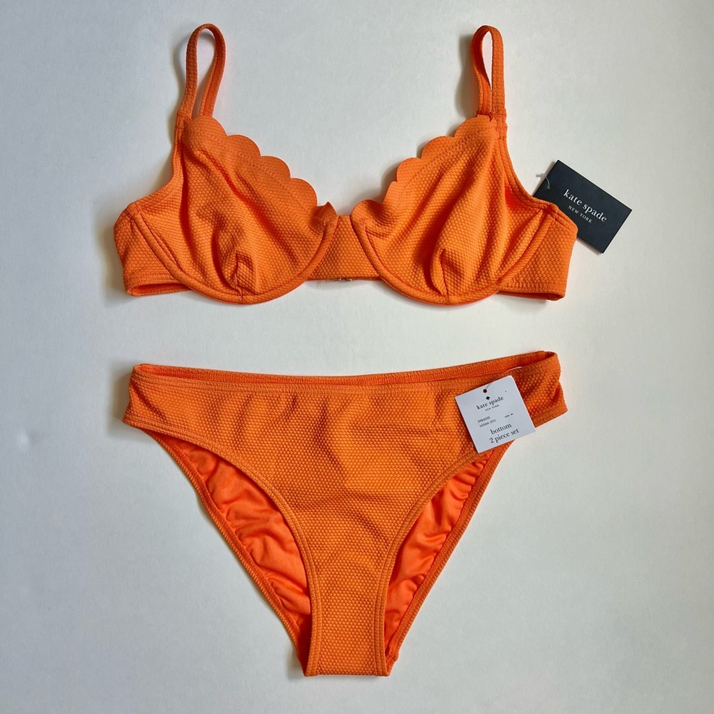 NEW Kate Spade Pique Scallops Bikini Set